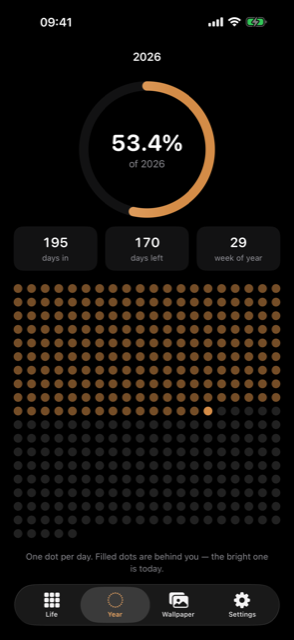 Year progress as a ring and a grid of days